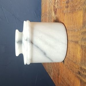 RSVP White Gray Marble Butter Pot